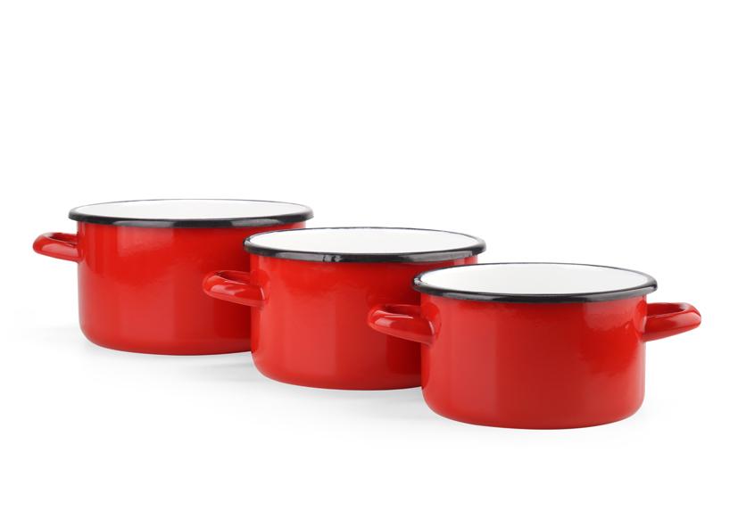 3 CASSERUOLE FONDE SMALTATO ROSSO INDUZIONE 14 16 18CM
Cod. 012135