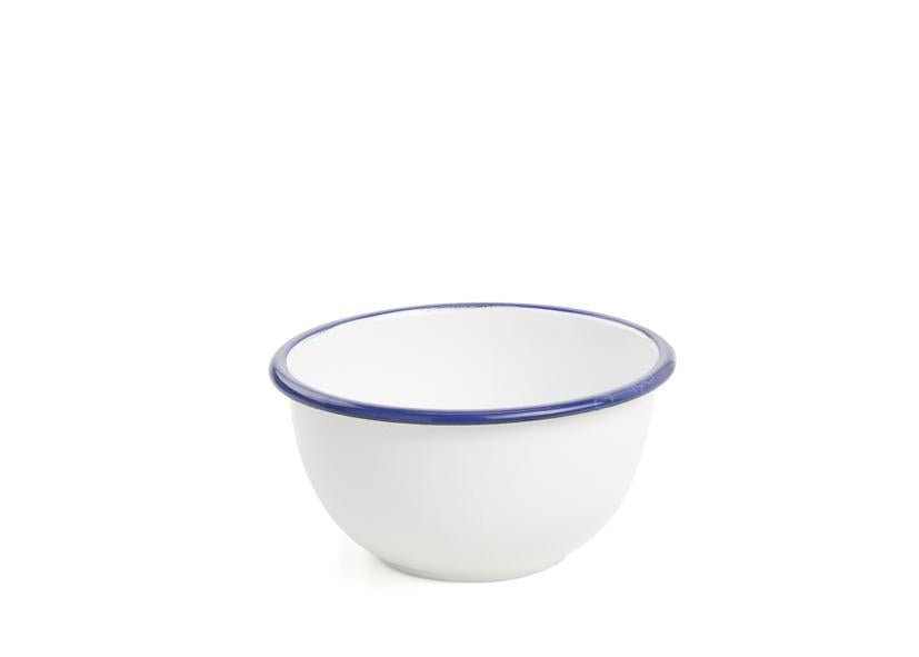 ENAMEL MUESLI BOWL WHITE BLUE 12CM
Item No. 012258
