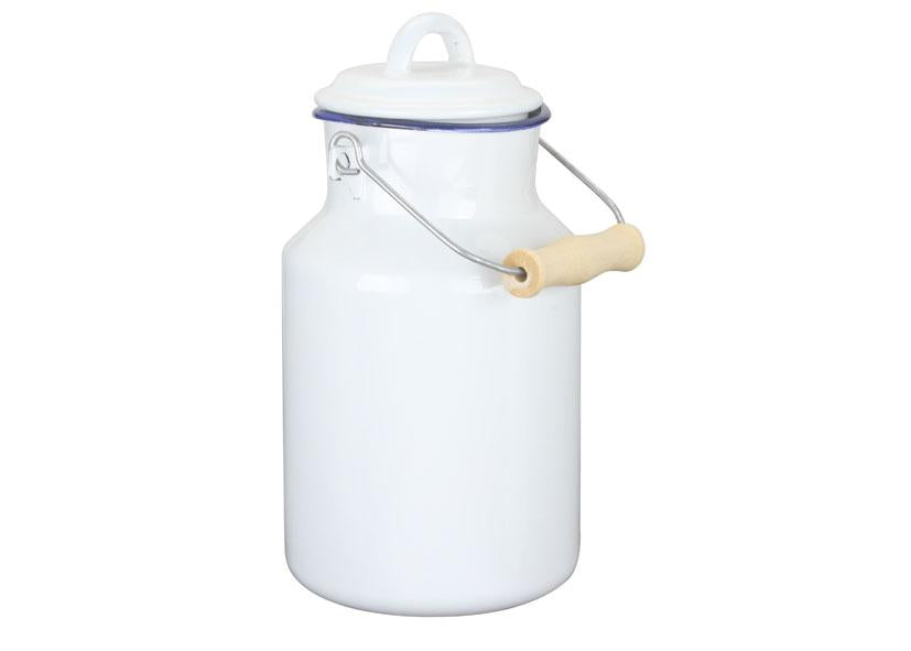 ENAMELLED MILK CAN WHITE BLUE 2L Code 012264