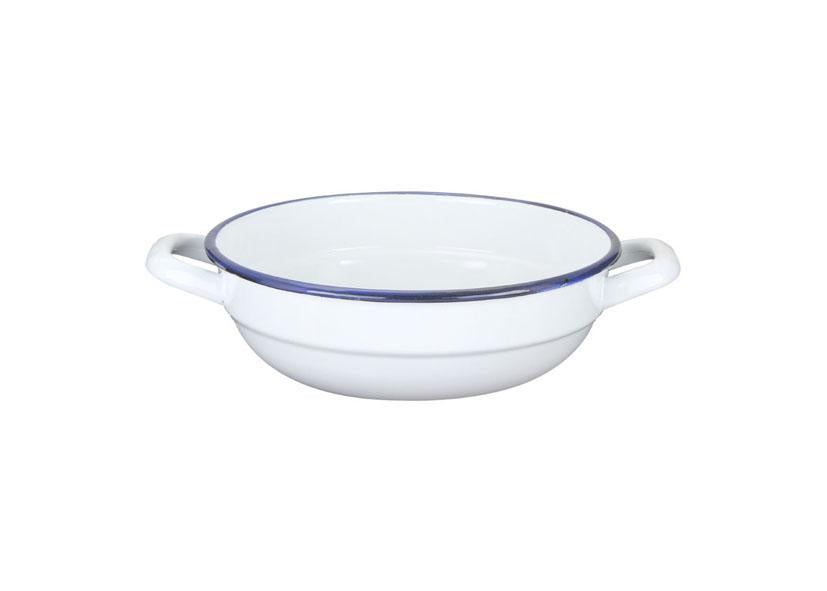 ENAMELLED CASSEROLE 2 HANDLES WHITE BLUE Ø14CM
Code 012268