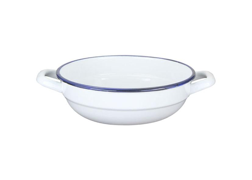 CASSEROLE WITH 2 HANDLES ENAMELED WHITE BLUE Ø18CM
Code 012269