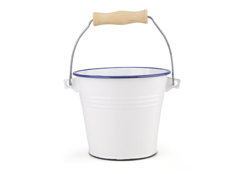 WHITE AND BLUE ENAMEL BUCKET Ø14CM
Item 012270