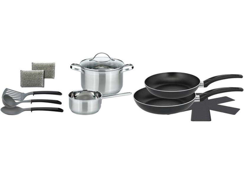 10 PEZZI SET PENTOLE+ACCESSORI &