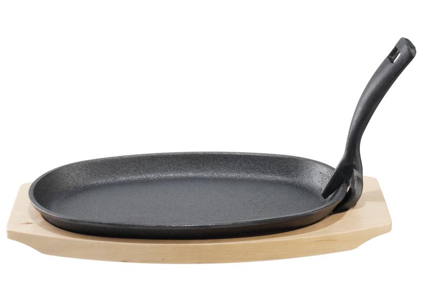 Gusseisen-Grillplatte mit Holzuntersetzer 28x14 cm EVA Art.-Nr. 013665
