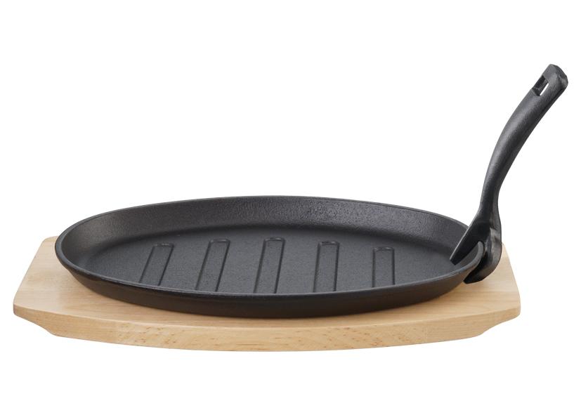Gusseisen-Grillplatte mit Holzsockel 27x17 cm EVA Art.-Nr. 013666