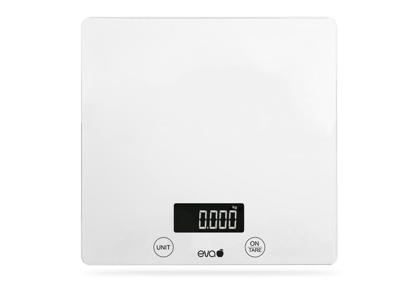 BILANCIA CUCINA DIGITALE VETRO BIANCO 15KG 1G EVA
Cod. 033370