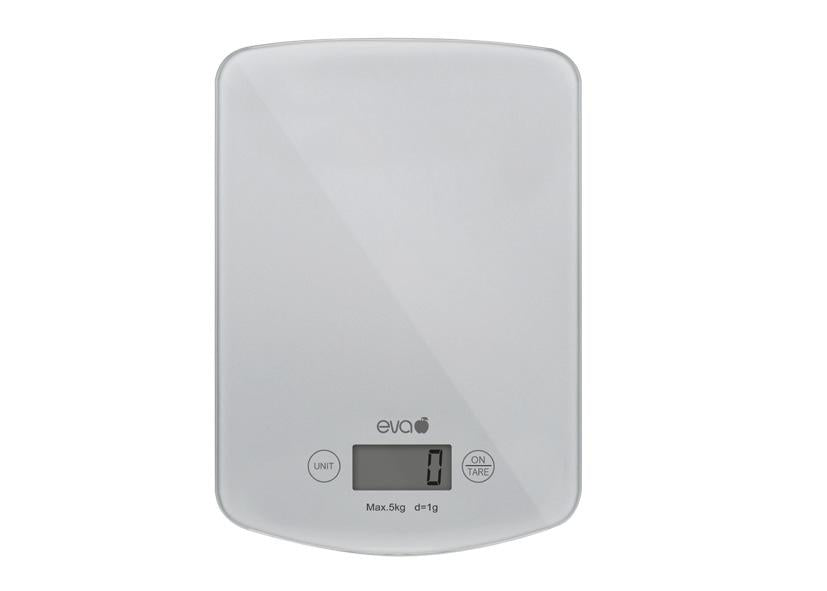 BILANCIA CUCINA DIGITALE VETRO ARGENTO 10KG 1G EVA Cod. 033373