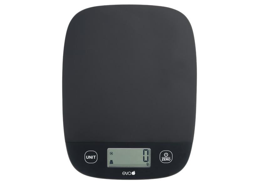 BILANCIA CUCINA DIGITALE NERO OPACO 5KG 1G EVA
Cod. 033394