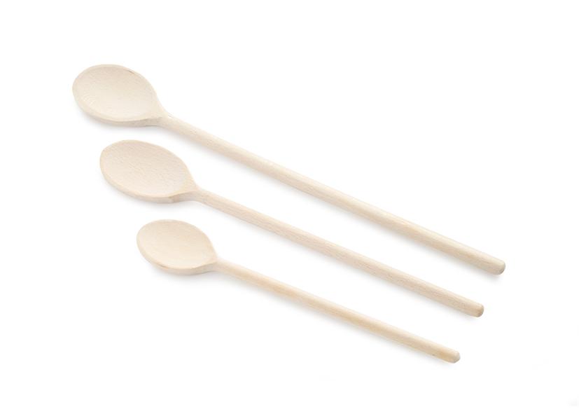 3 CUCCHIAI IN LEGNO DI FAGGIO FSC OVALE 25 30 35CM EVA Cod. 040235