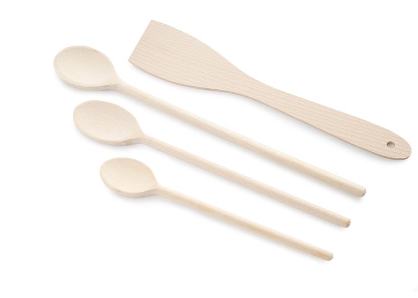 4 BEECHWOOD SPOONS FSC ASSORTED 25 30 35CM EVA Code 040236