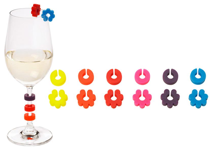 12 SEGNA-CALICE IN SILICONE COLORI ASSORTITI Ø 2 CM LURCH
Cod. 040750