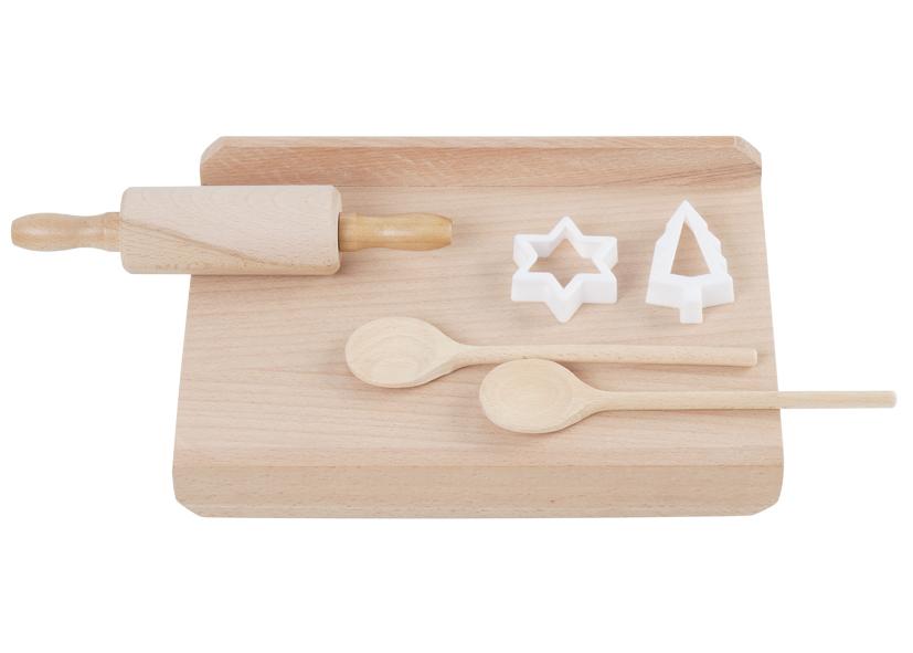 6 UTENSILI PASTICCERIA BAMBINI LEGNO DI FAGGIO FSC KESPER Cod. 041018