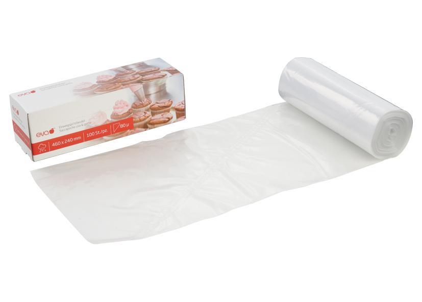 ROLL 100 DISPOSABLE PASTRY BAGS LDPE 46X24x50CM EVA Code 041126