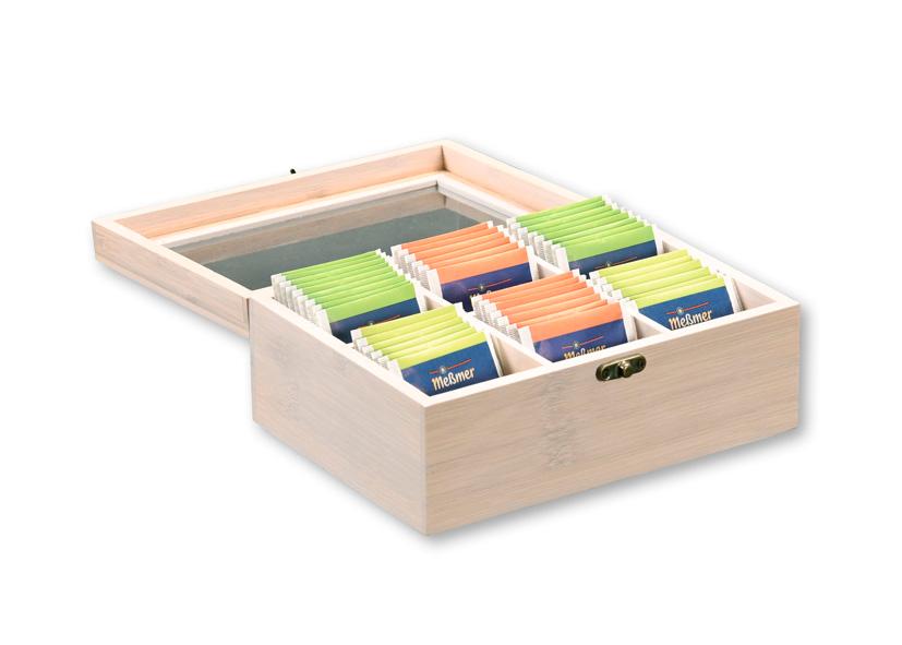 TEEBEUTELBOX FSC WEISS 6 FÄCHER 21,5X16X9 CM KESPER
Art.-Nr. 041537