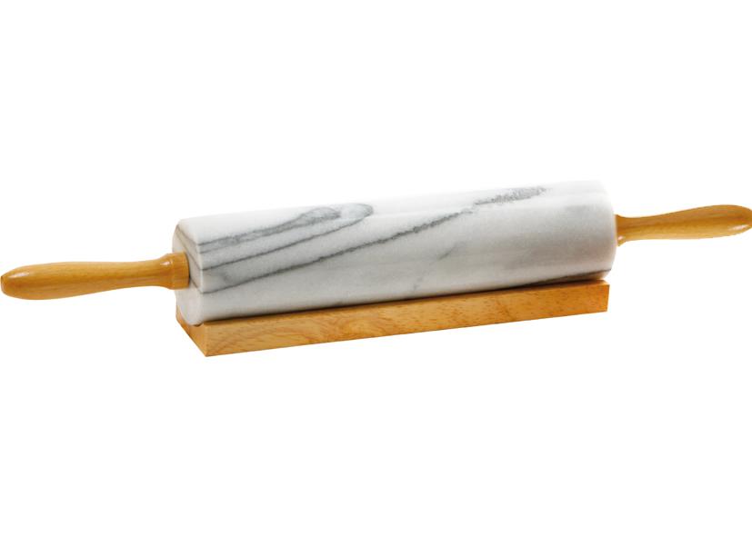 MARBLE ROLLING PIN WITH WOODEN BASE 26CM EVA Item 041594