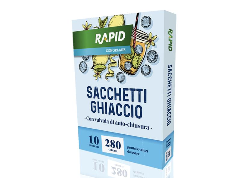 10 SACCHETTI GHIACCIO 28 CUBETTI RAPID Cod. 041723