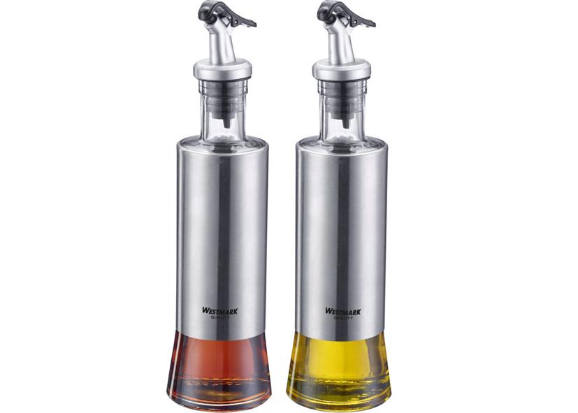 2 OLIERE VETRO-ACCIAIO INOSSIDABIL &