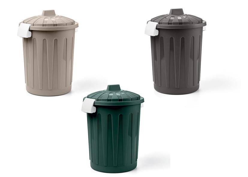 BIDONE+COPERCHIO PLASTICA COLORI ASSORTITI 23L Cod. 042589