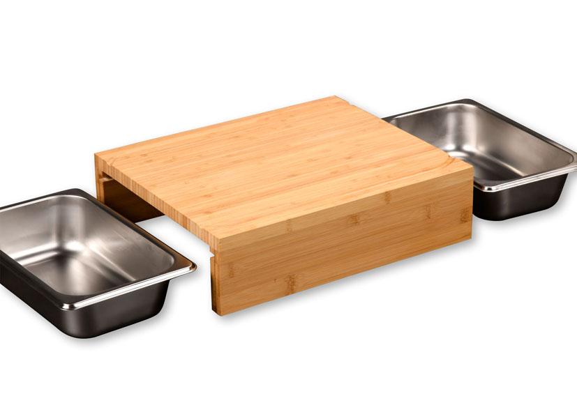 FSC BAMBOO CHOPPING BOARD + 2 STAINLESS STEEL BOWLS 38X29X9.5CM KESPER
Code 043393
