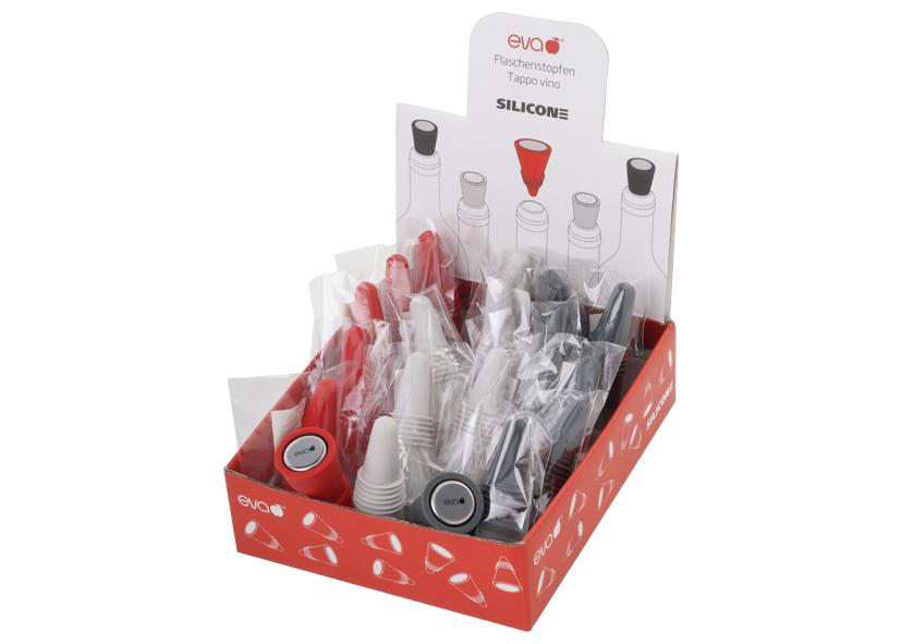 TAPPO VINO IN SILICONE ASSORTITO IN DISPLAY EVA
Cod. 044305