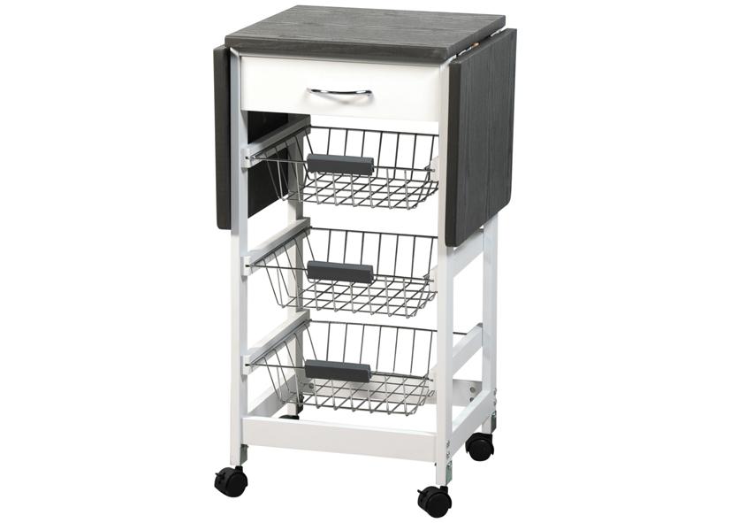 CARRELLO 3 CESTI+1 CASSETTO+ 2 LATI 47X37X75,5 CM KESPER Cod. 047942
