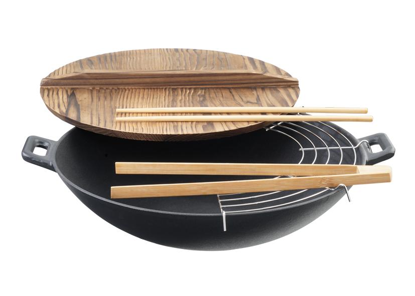 WOK 6-TLG. GUSSEISEN MIT HOLZDECKEL 30CM EVA
Art.-Nr. 070356
