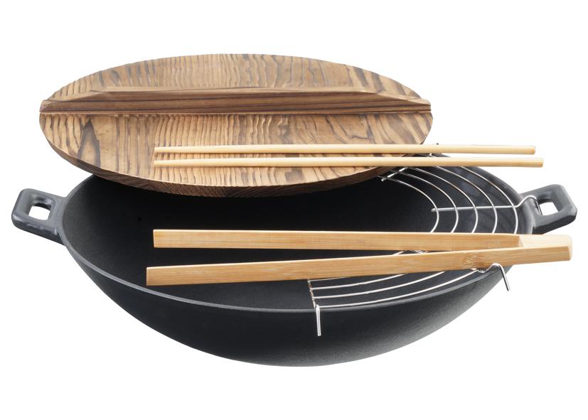 WOK 6-TEILIG GUSSEISEN MIT HOLZDECKEL 36CM EVA
Art.-Nr. 070357