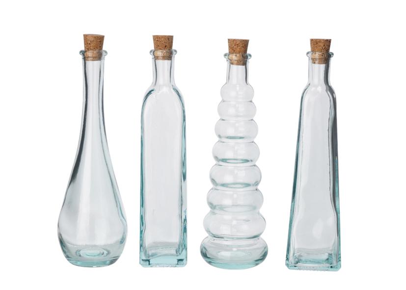 4 BOTTIGLIA VETRO+TAPPO SUGHERO ASSORTITO 120 CC Cod. 091915