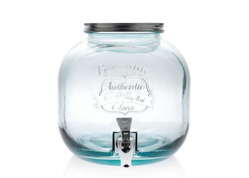 GLASBEHÄLTER+DECKEL+WASSERHAHN &