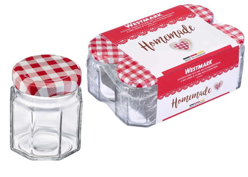 6 VASI IN VETRO+COPERCHIO ANGOLATI 100ML Ø53MM WESTMARK
Cod. 101019