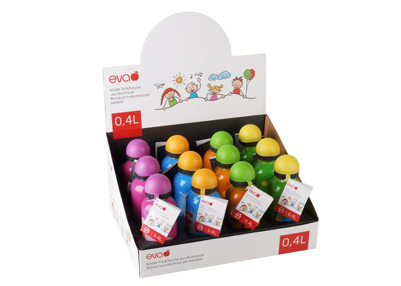 BORRACCIA BAMBINI ALLUMINIO ASSORTITA 400ML IN DISPLAY EVA Cod. 101765