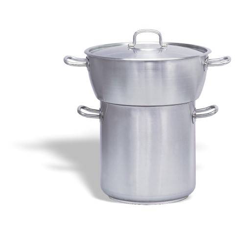 BULGED STAINLESS STEEL COUSCOUSSIERE WITH LID 40CM