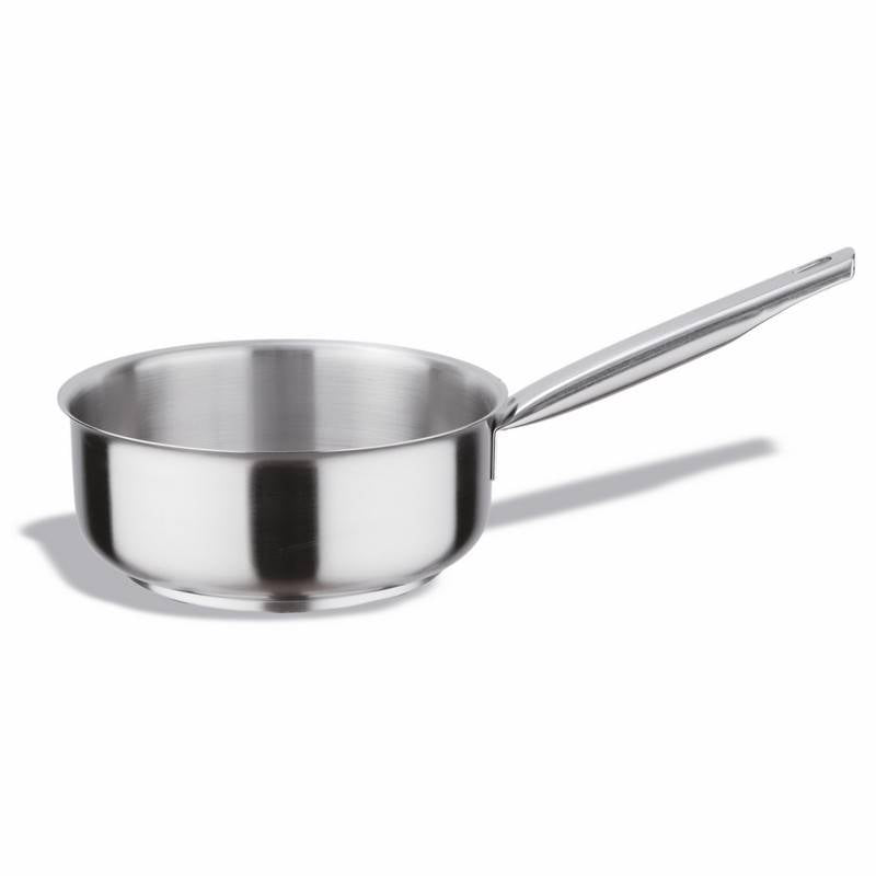 FLACHER STIELTOPF EDELSTAHL 20CM