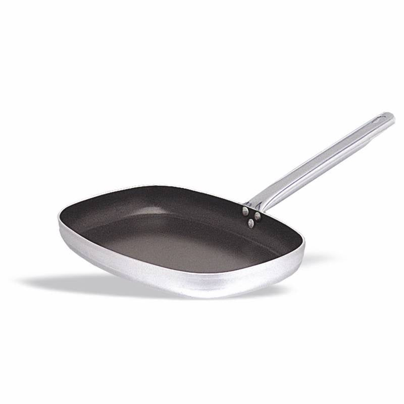PADELLA RETTANGOLARE PER PESCE IN ALLUMINIO ANTIADERENTE CON MANICO ACCIAIO INOX 38CM