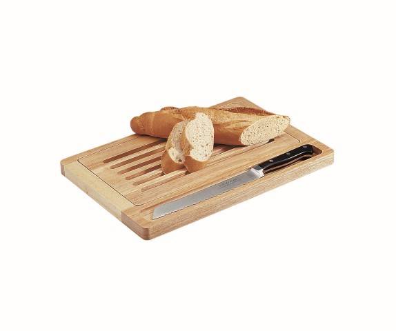 WOODEN BREAD BOARD WITH CRUMB CATCHER