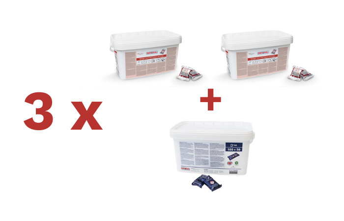 Masterpack (2+1) 556.02.315E – RATIONAL Pastiglia detergente priva di fosfati &amp; Brillantante Rational 150 pastiglie 56.00.562