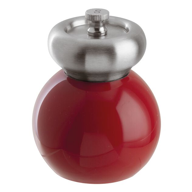 Salt Mill 10 cm Acrylic Glossy Red Stainless Steel Cod. 69021S10