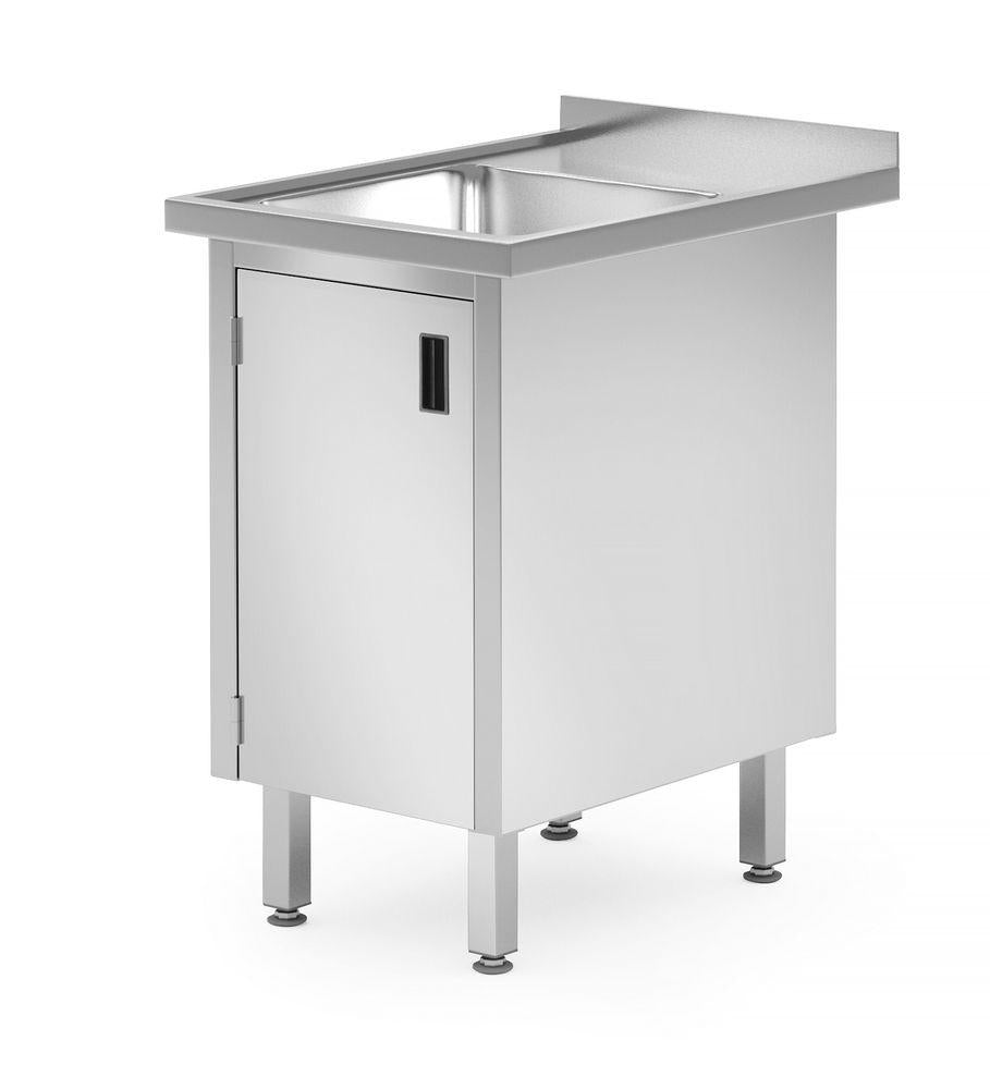 Waschtisch mit Flügeltürschrank – geschweißt, 1 Waschbecken, Tiefe: 700 mm. Art.-Nr. 813546