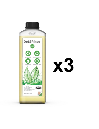 UNOX DET&amp;RINSE ECO - Detergente per forni Unox Masterpack da 3 confezioni DB1018