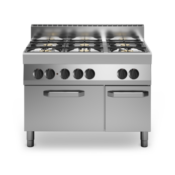 Cucina a gas 6 fuochi con forno a gas e armadio neutro Cod. F70/110CFGB