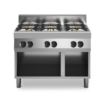 Piano di cottura gas, 6 fuochi su armadio aperto Cod. F70/110PCGB/A