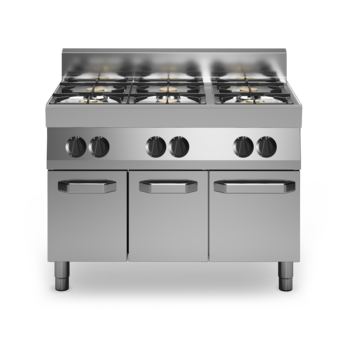 Piano di cottura gas, 6 fuochi su armadio con porte Cod. F70/110PCGB/P