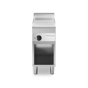 Electric fry-top with polished chrome ribbed plate on open stand Cod. F70/40FTE/CR/A