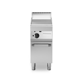 Gas fry-top with smooth plate on cabinet with doors Code F70/40FTG/L/P