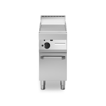 Fry-top a gas con piastra rigata su armadio con porte Cod. F70/40FTG/R/P