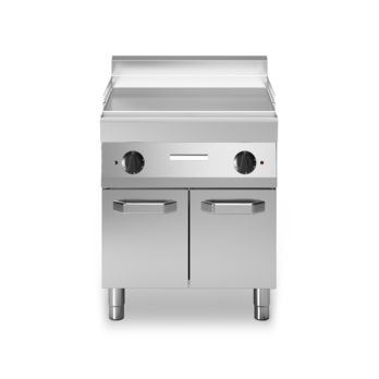 Fry-top elettrico con piastra liscia su armadio con porte Cod. F70/70FTE/L/P