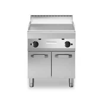 Gas griddle with smooth plate on cupboard with doors Code F70/70FTG/L/P