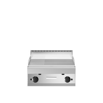Gas griddle with 2/3 smooth 1/3 ribbed plate, top version, Code F70/70FTG/LR/T