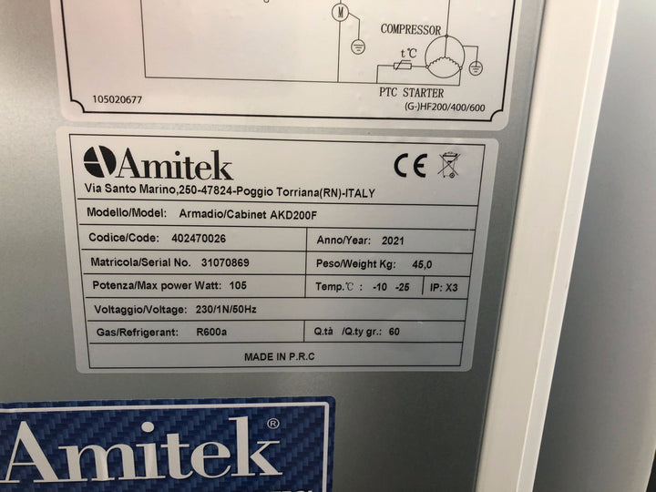 Armadio refrigerato freezer da sotto banco 200 litri