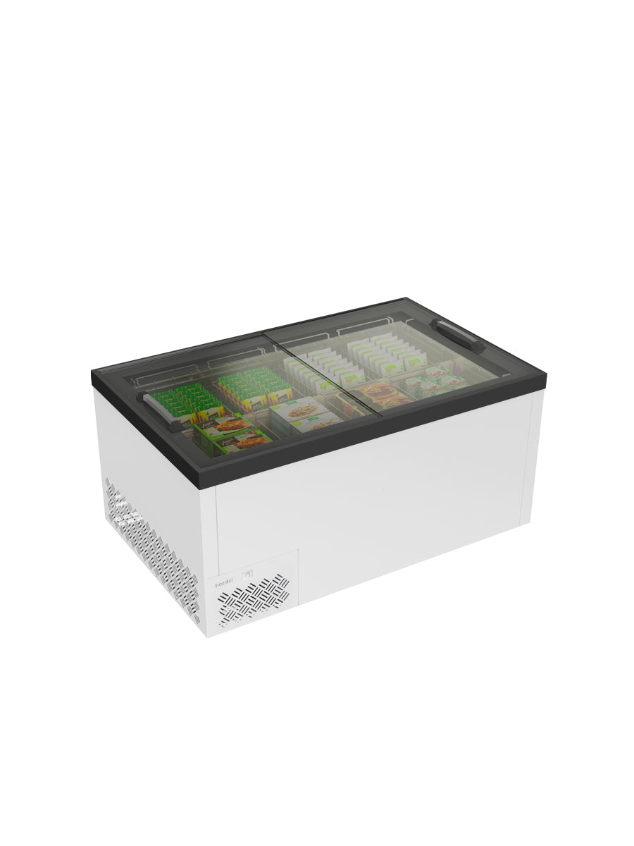 Mondial Oasi 150 MW LED Refrigerated island display cases with sliding flat glass lids
Cod. Oasi150MWLED